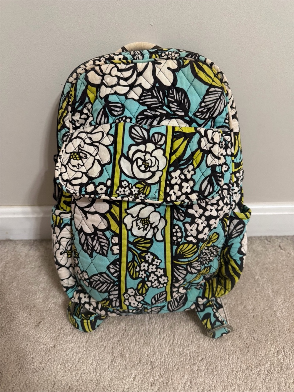 Vera Bradley Teal and Lime Quilted Floral Shoulder Bag